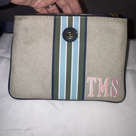 PARAVEL Small Cabana Zip Pouch Paloma Tan TMS Monogram Wallet Travel - Picture 6 of 10